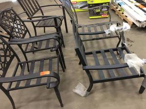 lot 37 image: Mixed lot of black metal patio chairs - mixed conditions & styles