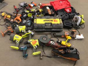lot 45 image: Mixed lot of small power tools- mixed conditions & brands- see pictures