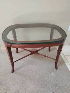 lot 47 image: Glass-Top End table