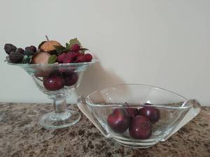 lot 20 image: Two Glass Bowls with Faux Fruit