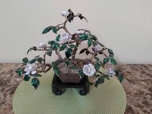 lot 63 image: Enameled Metal Bonsai Tree with Base