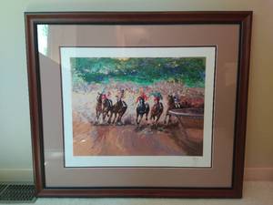 lot 203 image: Framed Horse Race Art
