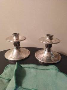 lot 211 image: Two Weighted Sterling Silver Candle Holder
