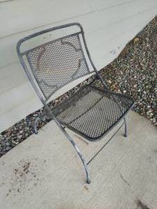 lot 310 image: Two Rod Iron Style Outdoor Chairs