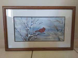 lot 145 image: Framed Cardinal Artwork by Byron Addison Wells