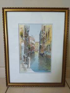 lot 149 image: Framed Canal Watercolor