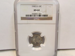 lot 15 image: 1945-D MERCURY DIME