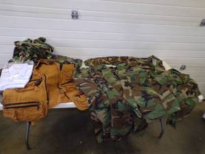 lot 10 image: Military Camo Clothing, Tactical Vest and Dress Shirt