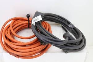 lot 22 image: (2) Heavy Duty Extension Cords & 3x4 wire Adapter