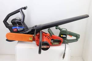 lot 26 image: Electric Leaf Blower, Electric Chain Saw, Trimmer