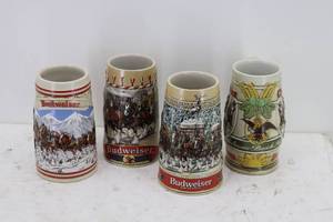 lot 34 image: (4) Budwieser Mugs