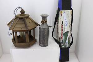 lot 37 image: Bird Feeder, Shuffleboard & Metal Can
