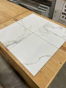 lot 546 image: 170 Sq Ft Sichenia Marmo-Pietra Calcutta 18 x 18 Italian Porcelain Tile