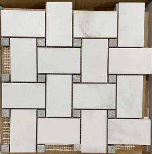lot 548 image: 30 Sheets Sichenia Marmo-Pietra Calcutta Italian Porcelain Mosaic Tile