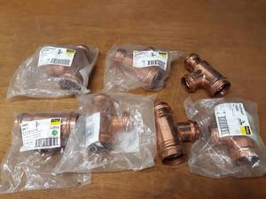lot 2045 image: VIEGA ProPress Copper Fittings - (5) 2 x 1-12 x 1-12 Tees & (2) 2 x 1-12 x 2 Tees