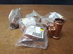 lot 2063 image: VIEGA ProPress Copper Fittings - (7) 1-12 x 1-12 x 1-14 Reducing Tees