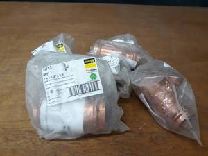 lot 2069 image: VIEGA ProPress Copper Fittings - (5) 2 x 1-12 x 34 Reducing Tees