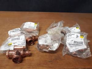 lot 2077 image: VIEGA ProPress Copper Fittings - (7) 1-14 x 34 x 34, (5) 1-14 x 34 x 1-14 Reducing Tees