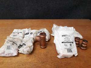 lot 2090 image: NIBCO PressSystem Copper Fittings - (6) 1-12 Tees & (7) 1-12 x 1-14 Reducing Couplings