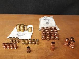 lot 2104 image: NIBCO & VIEGA PressSystem Copper Fittings - (20) 1 x 12 Reducing Couplers, (3) 1 x 3.4 Reducing Couplers, (5) 1 Press x Male Pipe and More