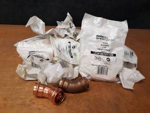 lot 2112 image: NIBCO PressSystem Copper Fittings - (20) 1-14 45° Elbows