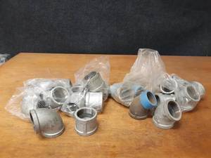 lot 2126 image: Lot of (23) Steel Pipe Fittings - (7) 2 Couplers, (5) 2 45° Street Elbows, (5) 2 90° Elbows, (6) 2 45° Elbows
