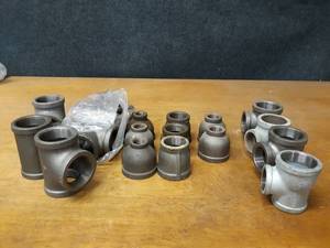 lot 2139 image: Lot of (18) Steel Pipe Fittings - (6) 2 Tees, (3) 2 x 34 Reducer, (3) 2 x 1-12 Reducer, (2) 2 x 1 Reducer, (4) 2 Reducing Tees