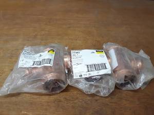 lot 2192 image: VIEGA ProPress Copper Fittings - (3) 2 x 2 x 1-12  Reducing Tees