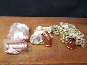 lot 2209 image: VIEGA ProPress Copper Fittings - (5) 2 Couplers, (4) 2 45° Elbows & (3) 2 x 2 x 2 Tees