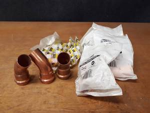 lot 2212 image: NIBCO & VIEGA PressSystem Copper Fittings - (10) 1-12 45° Elbows (FTG x PRESS)