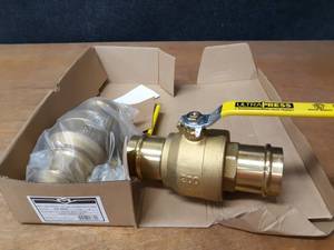 lot 2227 image: Lot of (2) Milwaukee Valve Co. 2 (Press x Press) Brass Ball Valves