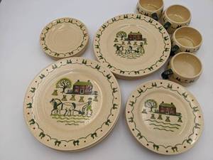 lot 30 image: 1950s Homestead Provincial Poppytrail Vernon by Metlox Dining Set-Service For 4