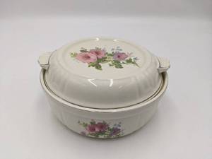 lot 02 image: Rare 1940s Halls Superior China Pastel Morning Glory Casserole with Lid