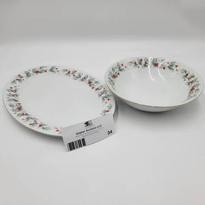 lot 34 image: Vintage China Pearl Noel Dinnerware Plate and Bowl