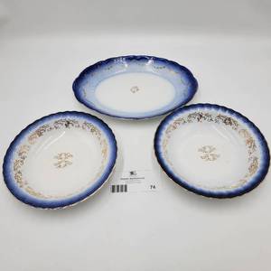 lot 74 image: 3 Vintage Carrollton Pottery Dishes