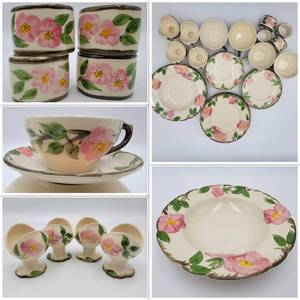 lot 17 image: 1950s Franciscan Desert Rose Dinnerware Set ($350 Value)