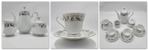 lot 19 image: Vintage China Pearl Noel 11 Piece Tea Set with Gold Detailing