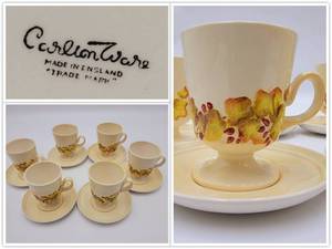 lot 26 image: 1930s Carltonware Teacups and Saucers-Service for 6