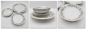 lot 31 image: Vintage China Pearl Noel Dinnerware Set with Gold Detailing-Service for 3