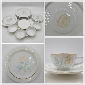 lot 35 image: Spencerian Rose 20 Piece Dining Set By Easterling ($240 Value)