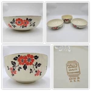 lot 53 image: Rare 1930s Hall Red Poppy Bowls-Set of 3