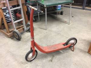lot 3 image: Anitque Pressed Steel Scooter