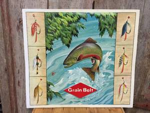 lot 10 image: Vintage Grain Belt Vacuform Trout Fishing Sign