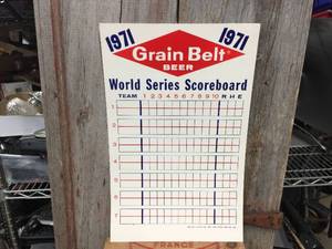 lot 11 image: Vintage 1971 Grain Belt World Series Scoreboard