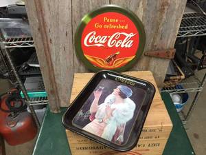 lot 26 image: Vintage Coca Cola Tray & Tin Sign