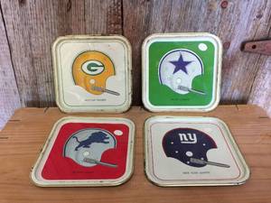 lot 27 image: 4 Vintage NFL Helmet TIp Trays