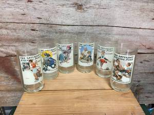 lot 38 image: Vintage Arbys The Saturday Evening Post Collector Series Glasses