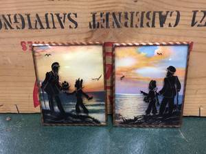 lot 43 image: Vintage Pair Silhouette Concave Glass Pictures
