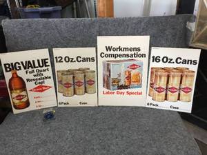 lot 61 image: 4 Vintage Grain Belt Store Display Poster Boards