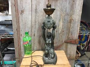 lot 68 image: Vintage Metal Native American Figural Lamp